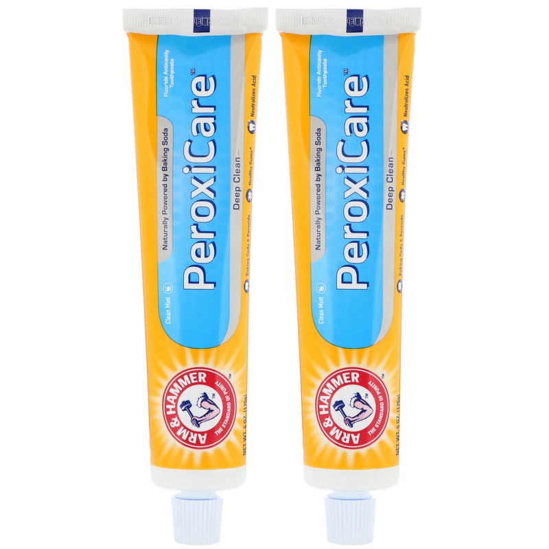 Arm & Hammer, PeroxiCare, Deep Clean, Fluoride Anticavity Toothpaste, Clean Mint, Twin Pack, 6.0 oz (170 g) Each