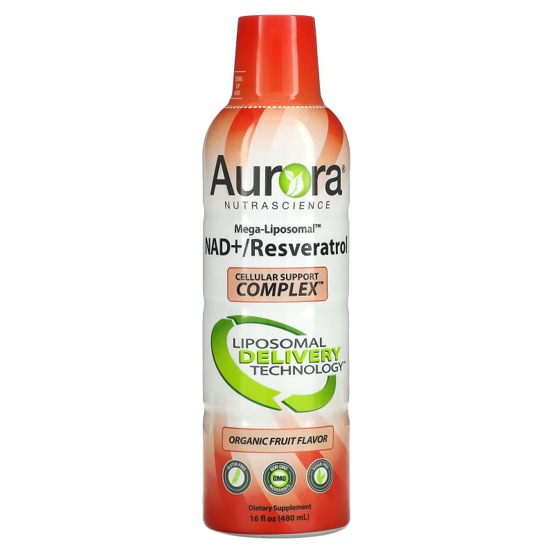 Aurora Nutrascience, Mega-Liposomal NAD+/Resveratrol, Organic Fruit, 16 fl oz (480 ml)