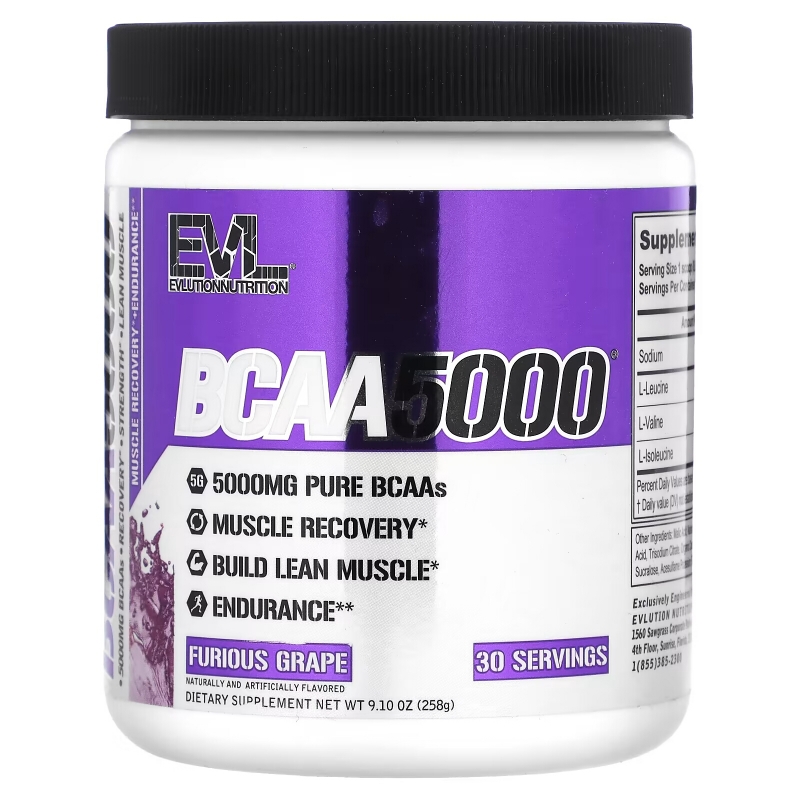 EVLution Nutrition, BCAA5000, Furious Grape, 9.1 oz (258 g)