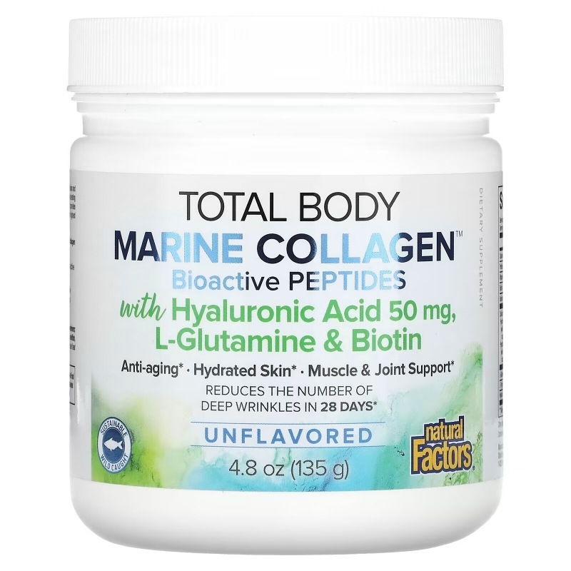 Natural Factors, Total Body Marine Collagen, Bioactive Peptides, Unflavored, 4.8 oz (135 g)