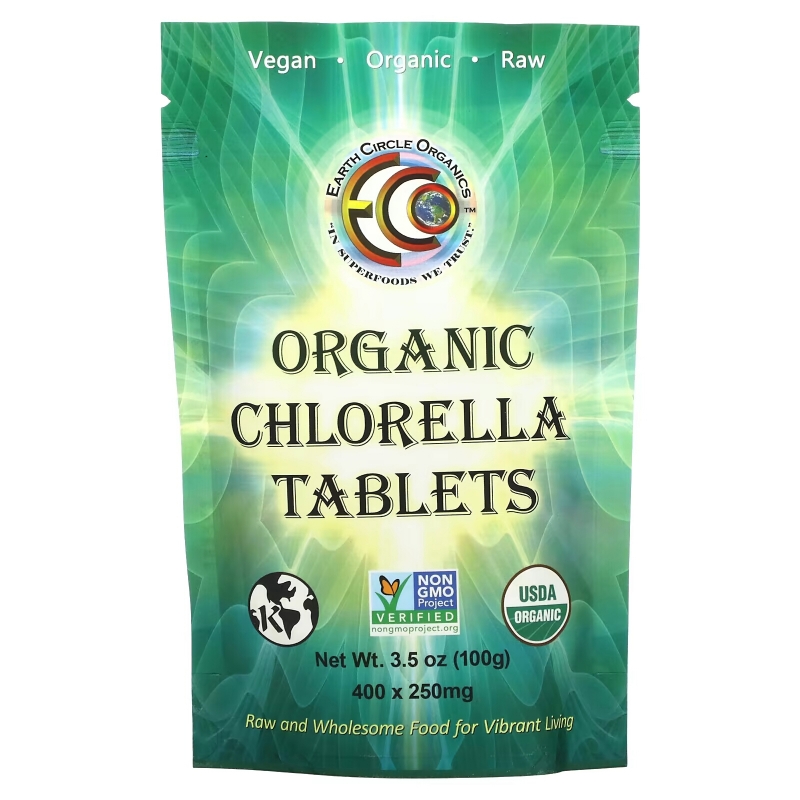 Earth Circle Organics, Organic Chlorella Tablets, 250 mg, 400 Tablets, 3.5 oz (100 g)