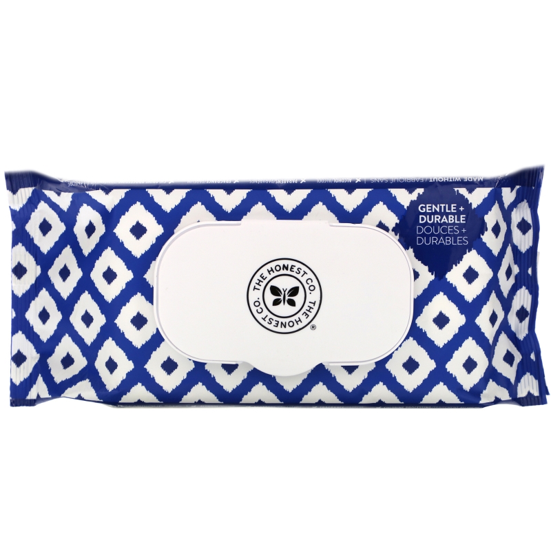 The Honest Company, Plant-Based Wipes, Blue Ikat, 72 Wipes