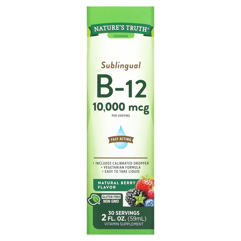 Nature's Truth, Sublingual B-12, Natural Berry, 10,000 mcg, 2 fl oz (59 ml)