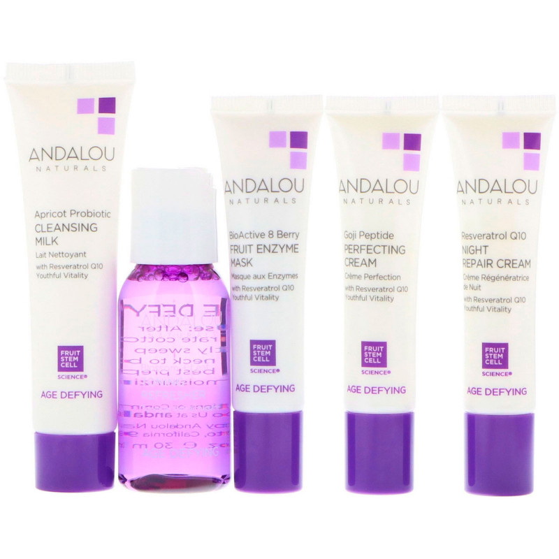 Andalou Naturals Get Started Age Defying Skin Care Essentials, для омоложения и питания кожи, набор из 5 средств