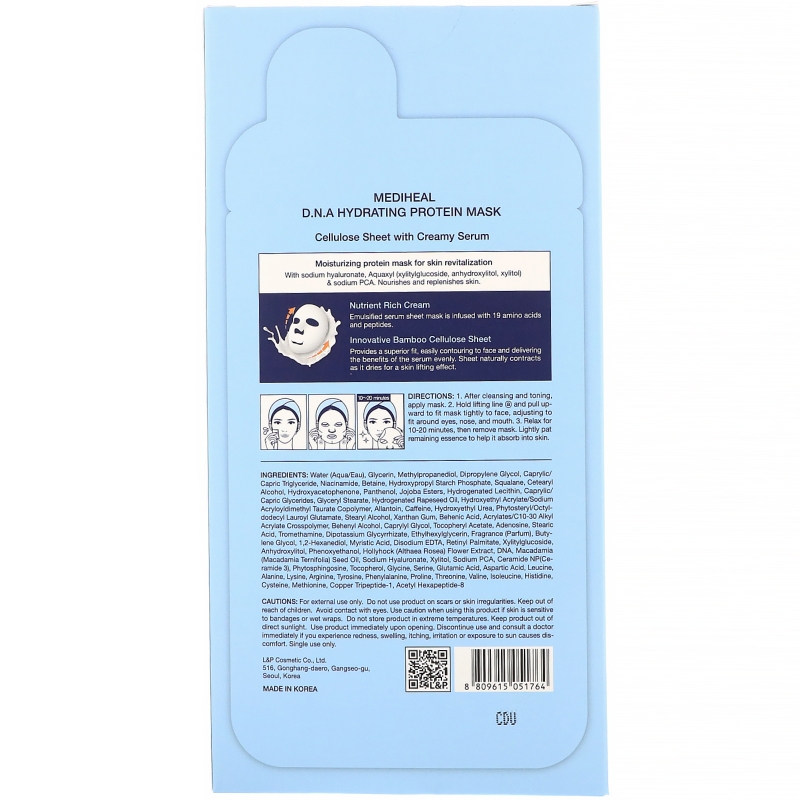 Mediheal, D.N.A Hydrating Protein Mask, 5 Sheets, 0.84 fl oz (25 ml) Each